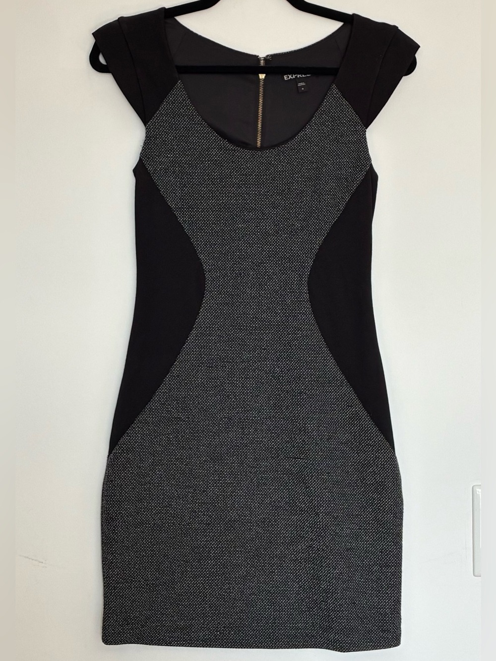 Express Women's Black and Gray Body-con Sheath Dress Size 0